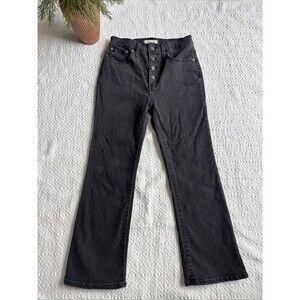 Madewell  Jeans 28 Cali Demi Boot  High Rise Expose Button Fly Gray Stretch